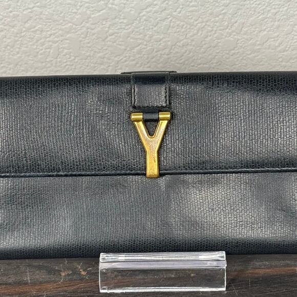 YSL Saint Laurent Paris Y Line Calfskin Leather Long Wallet - Picture 3 of 14